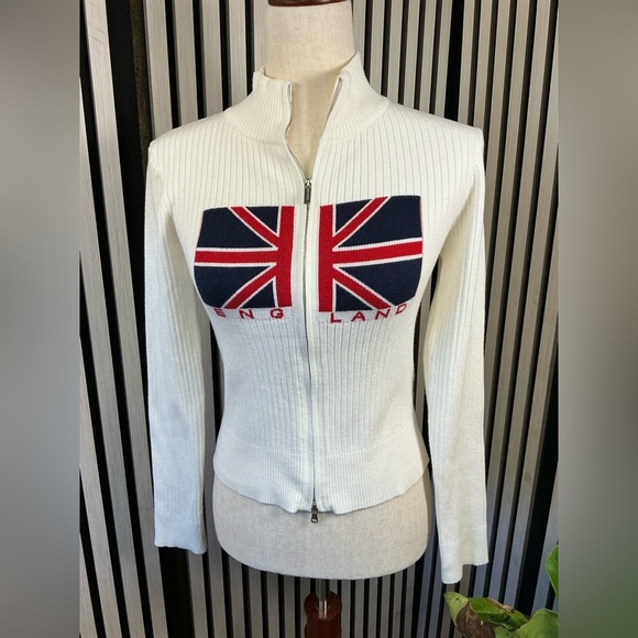 NWT Edikted Cream Ribbed Zip-Up Sweater Sz M - Picture 6 of 6